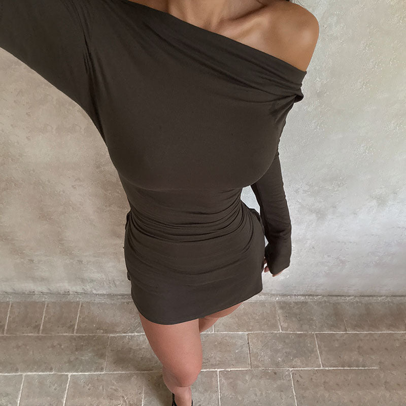 Damen One-Shoulder Minikleid mit seitlicher Raffung und figurbetonter Silhouette Mune Fashion