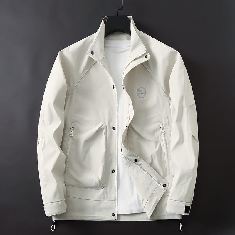 Men's Lightweight Technical Transition Jacket with Stand-Up Collar, Zipper, and Multifunction Pockets Mune Fashion