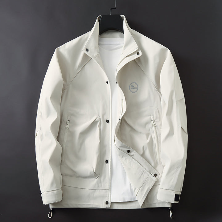 Men's Lightweight Technical Transition Jacket with Stand-Up Collar, Zipper, and Multifunction Pockets Mune Fashion