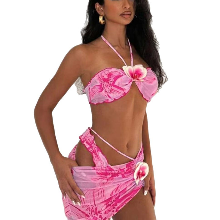 Women's bikini set with floral wrap skirt and adjustable top Mune Fashion