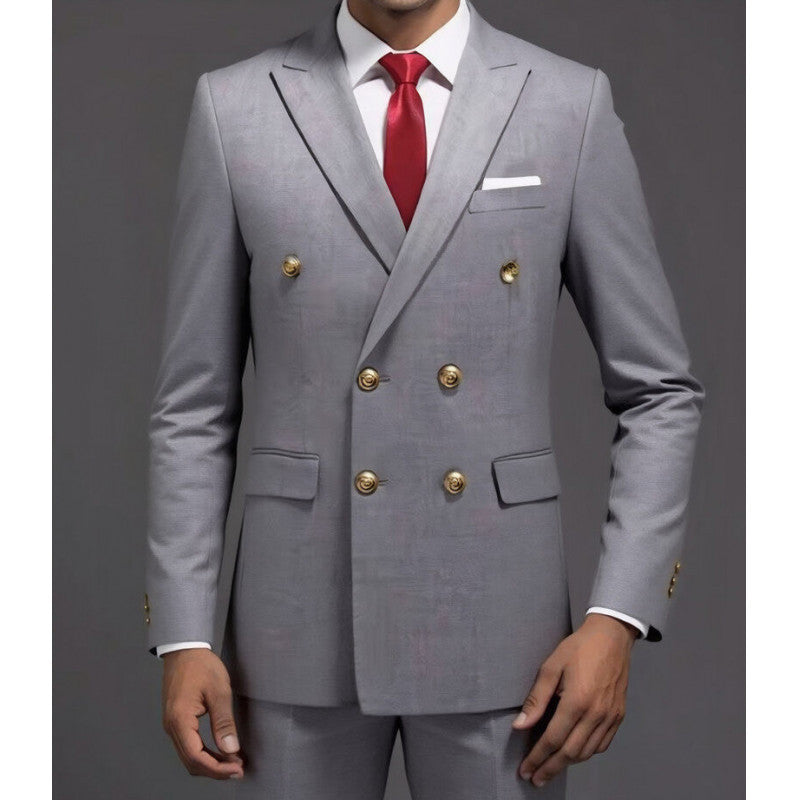 Men's double-breasted tailored suit with gold buttons Mune Fashion