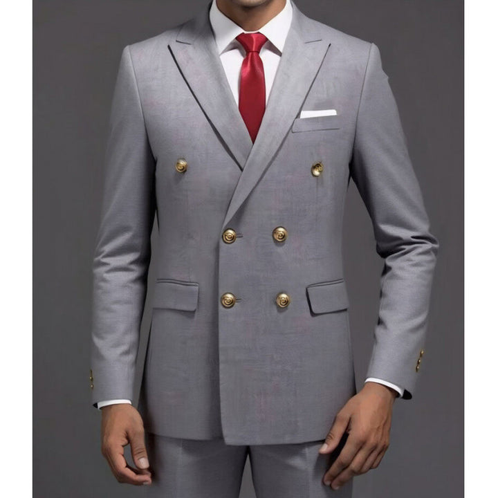 Men's double-breasted tailored suit with gold buttons Mune Fashion
