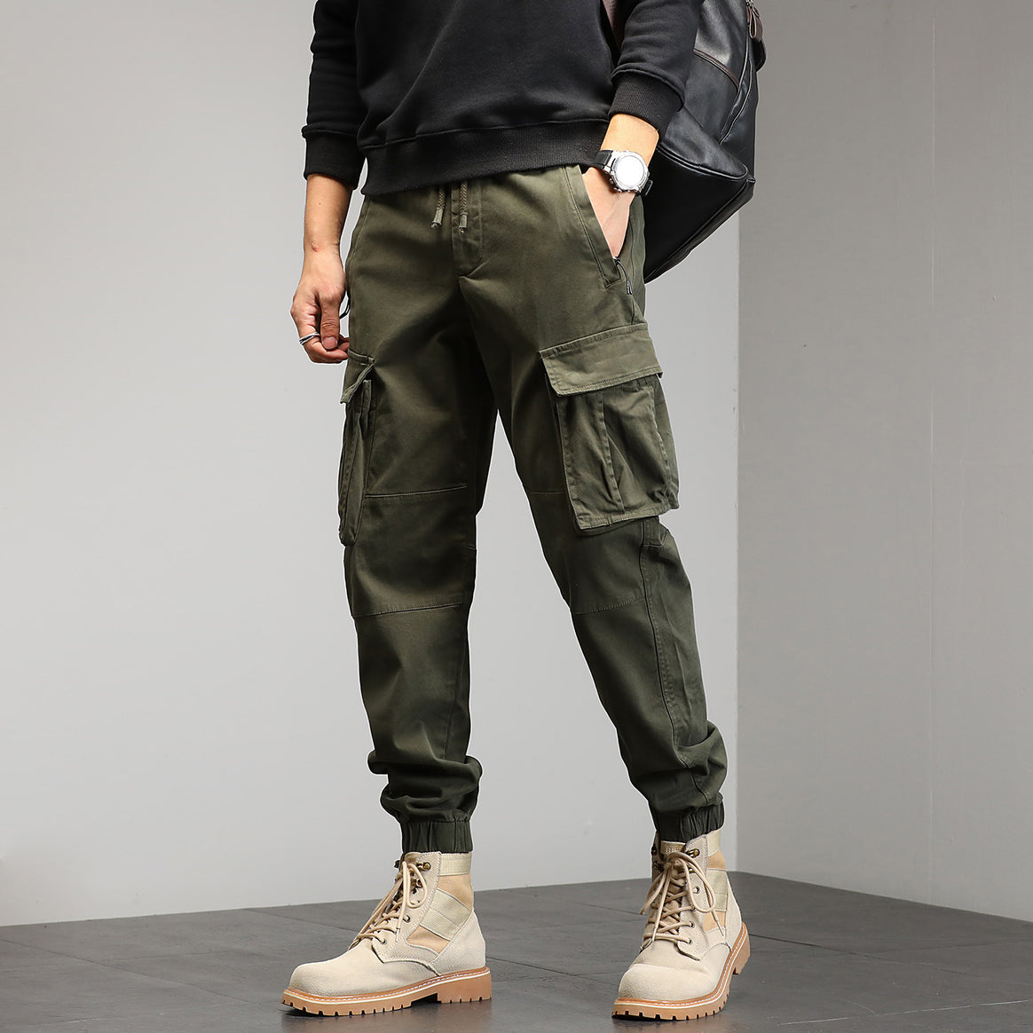 Men's Cargo Jogger Pants with Multi-Pockets and Drawstring Mune Fashion