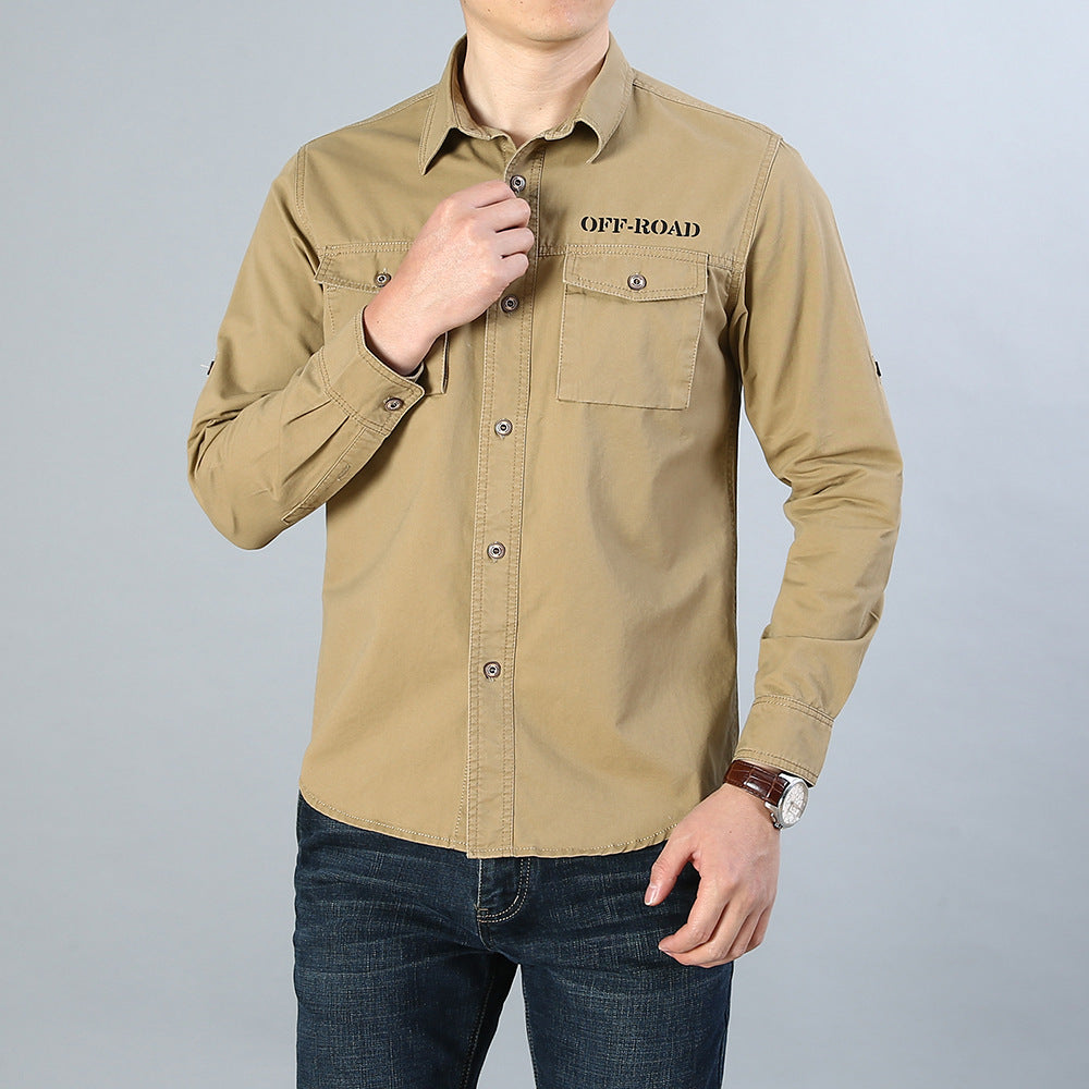 Men's military shirt with chest pockets, sleeve roll function and off-road print Mune Fashion