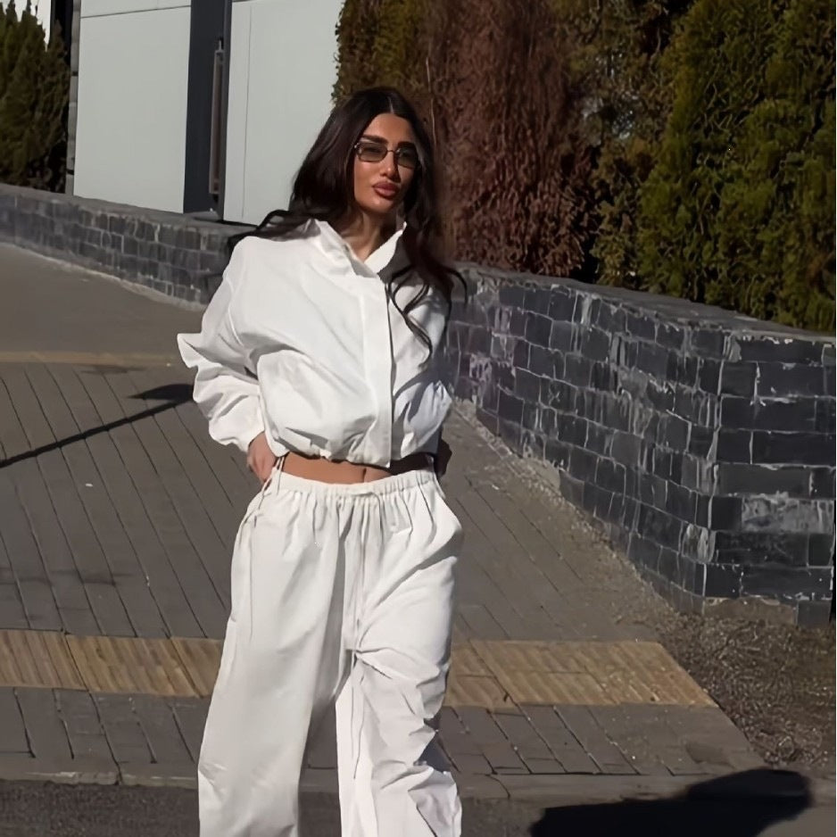 Women’s casual two-piece set made of flowing fabric with wide leg Mune Fashion