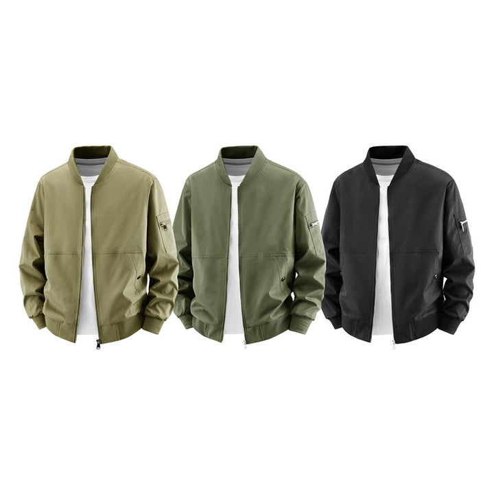 Men's minimalist zip-front bomber jacket with concealed welt pockets and sleeve utility pocket Mune Fashion