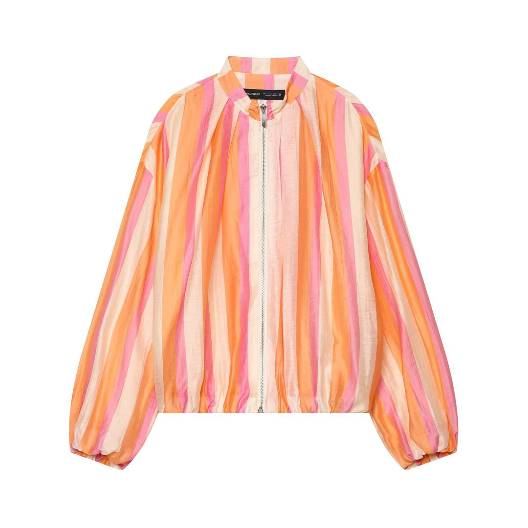 Women's lightweight sheer oversized blouse jacket with balloon sleeves Mune Fashion