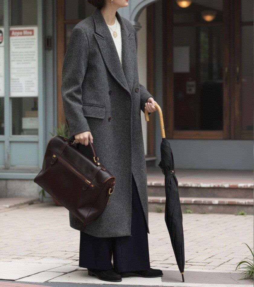 Women's Elegant and Modern Wool Trench Coat Drune