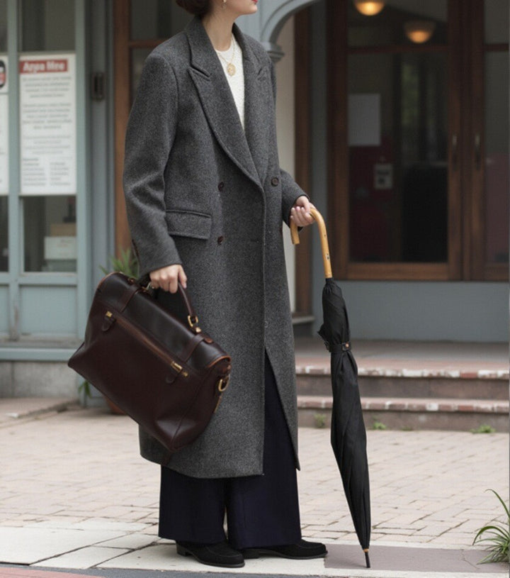 Women's Elegant and Modern Wool Trench Coat Drune