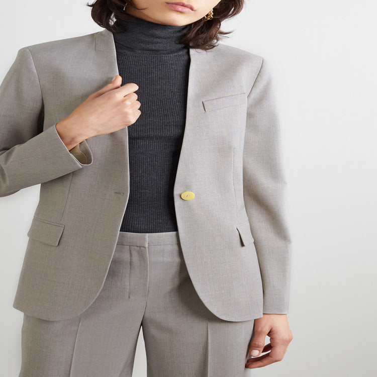 Women Tailored Suit with Wide Leg and Single-Breasted Blazer Mune Fashion