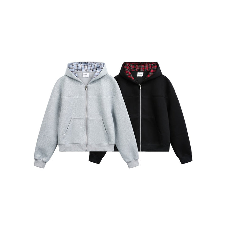 Unisex Hoodie with checked lining and full zip Mune Fashion