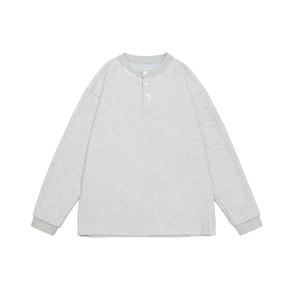 Unisex Ribbed Oversized Henley Sweater with Button Placket Mune Fashion