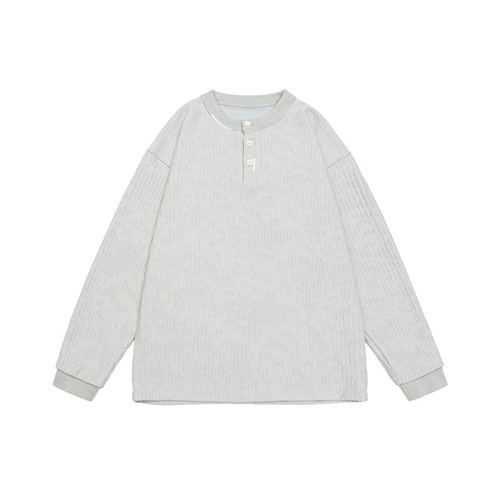 Unisex Ribbed Oversized Henley Sweater with Button Placket Mune Fashion