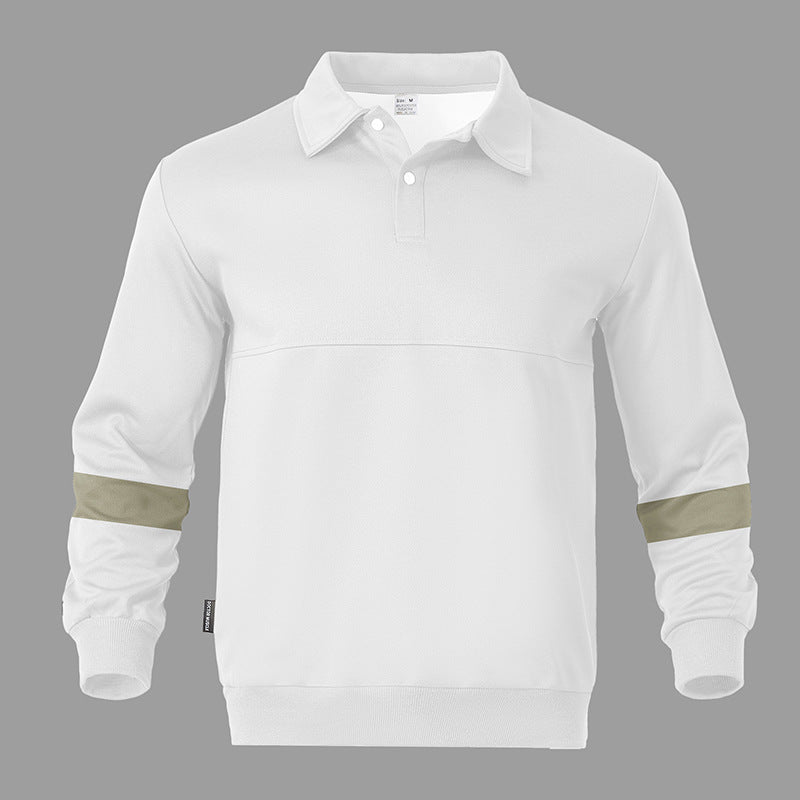 Men's Relaxed Polo Sweatshirt with Snap Button Placket and Contrast Arm Details Mune Fashion