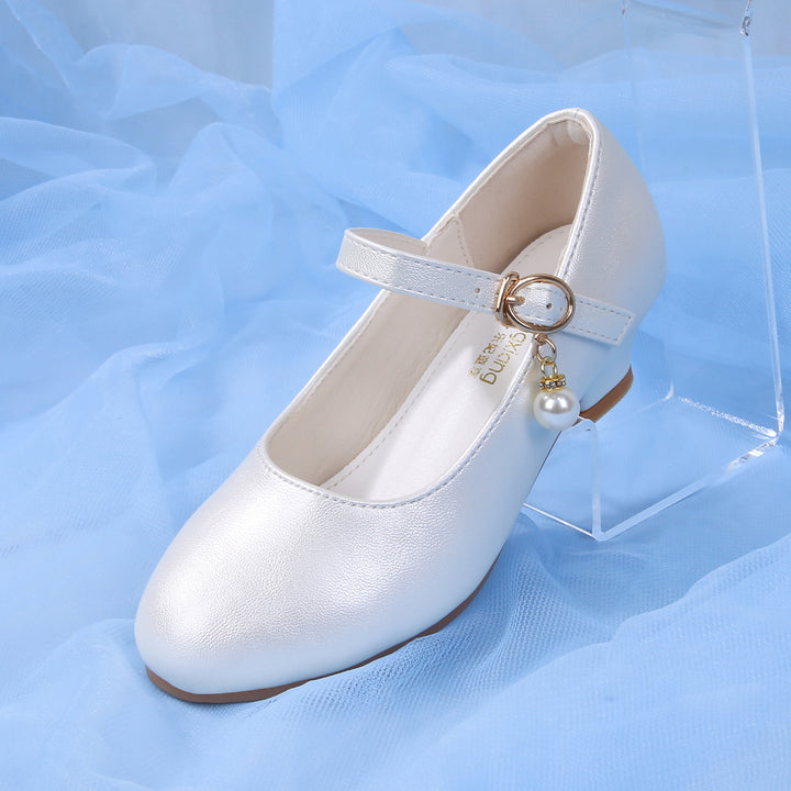 Girls Elegant Ballerinas with Adjustable Strap and Pearl Pendant Mune Fashion