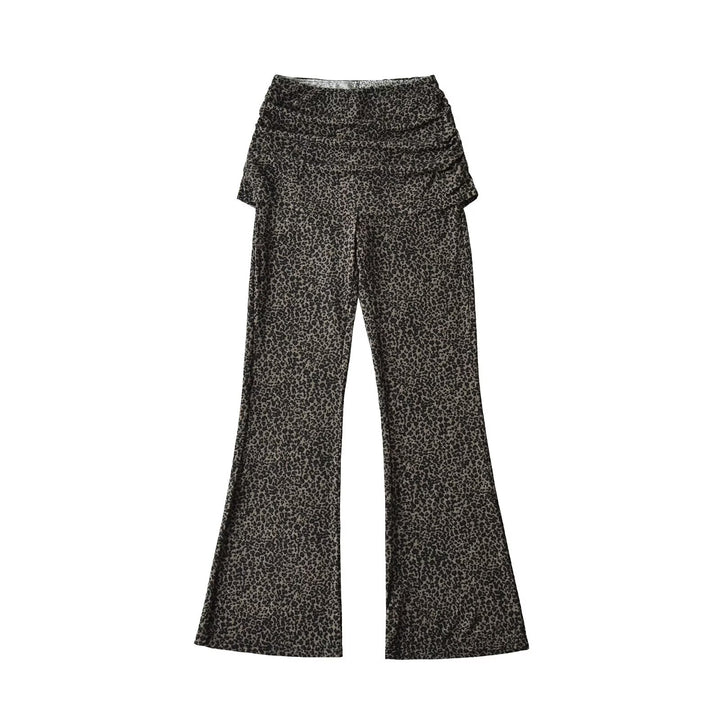 Women's High-Waist Flared Trousers with Ruffled Hip Skirt and Flared Leg Mune Fashion