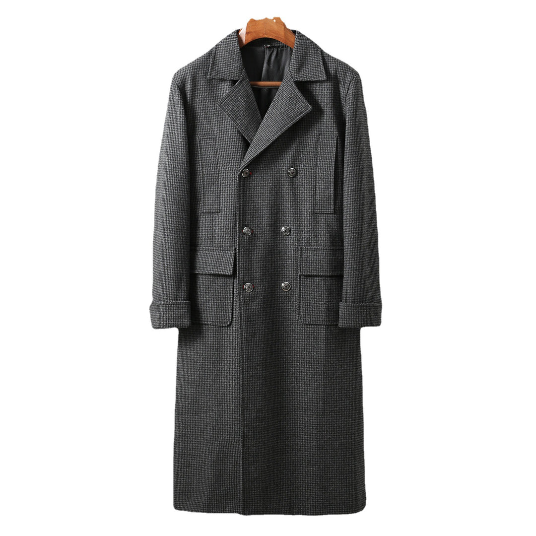 Men's Elegant long cut wool coat with double row and flap pockets Mune Fashion
