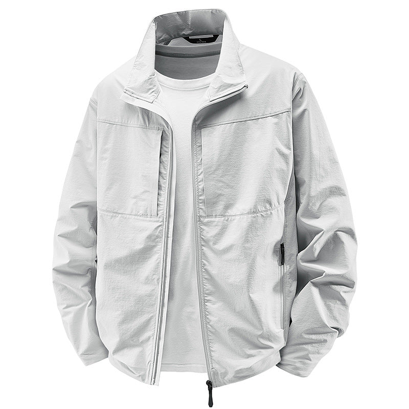 Men's lightweight urban windbreaker with standing collar, water-repellent fabric blend and concealed zippers Mune Fashion