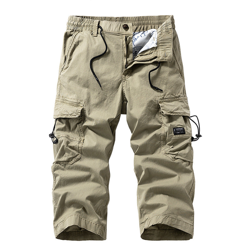 Herren Knielange Cargo-Shorts aus robustem Baumwoll‑Twill mit Elastikbund und Multifachtaschen Mune Fashion