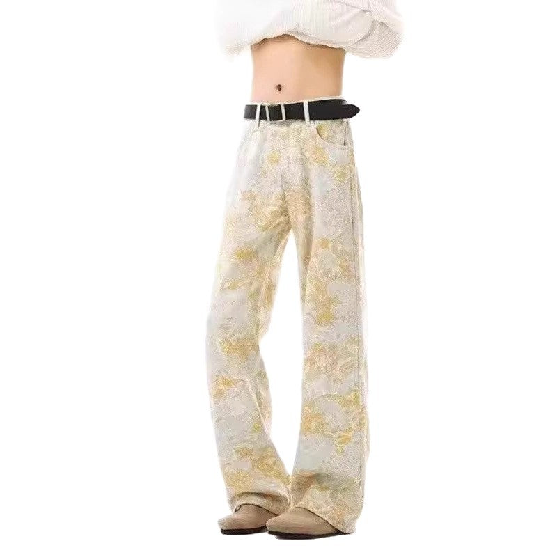 Women's Elegant and Comfortable Floral Print Wide-Leg Pants Mune Fashion