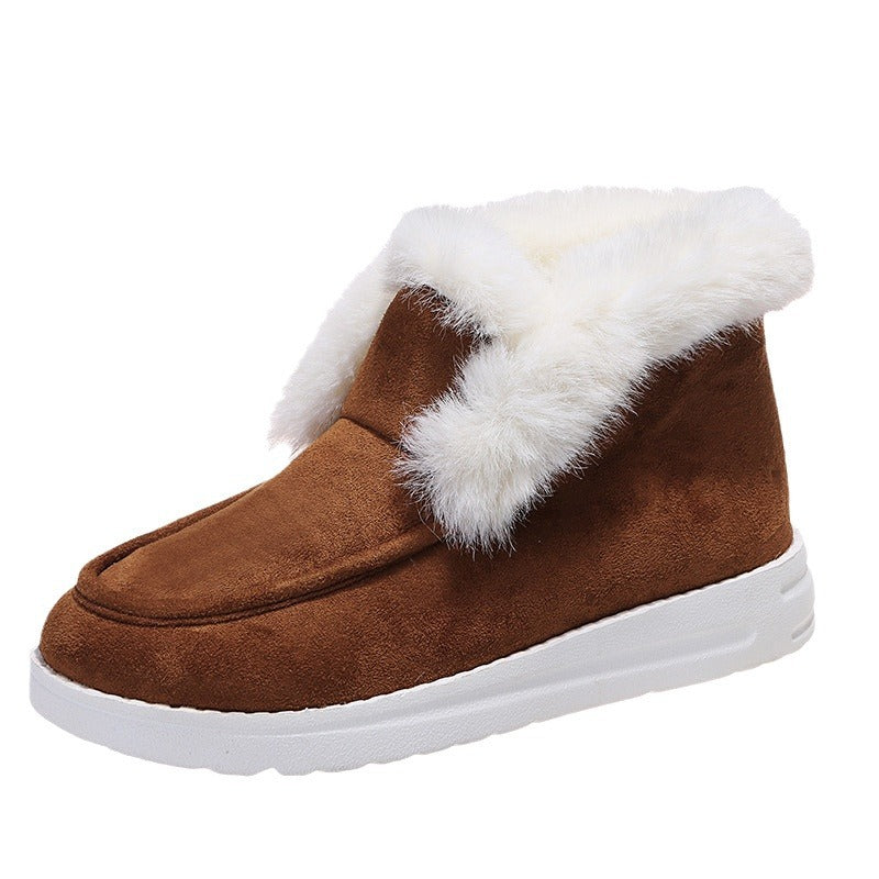 Women Padded Short Boot Slippers with Faux Fur Trim and Light Rubber Sole Mune Fashion