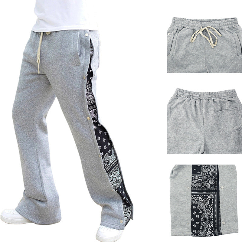 Women's jogging pants with side snap slits and paisley insert Mune Fashion
