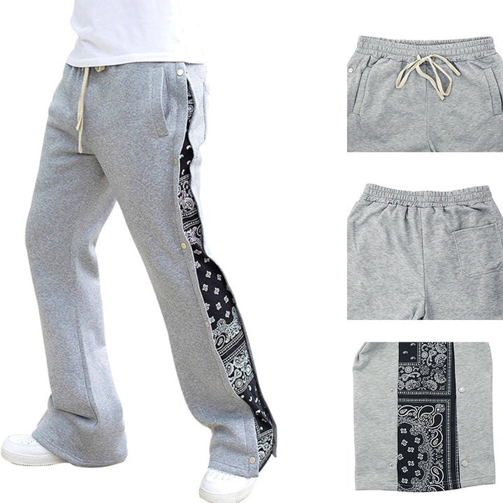 Women's jogging pants with side snap slits and paisley insert Mune Fashion