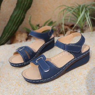 Women's ergonomic strap sandal with cushioning memory insole and adjustable Velcro closures Mune Fashion