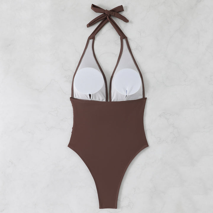 Women's high-cut swimsuit with elegant V-neckline and playful ruffle detail Mune Fashion