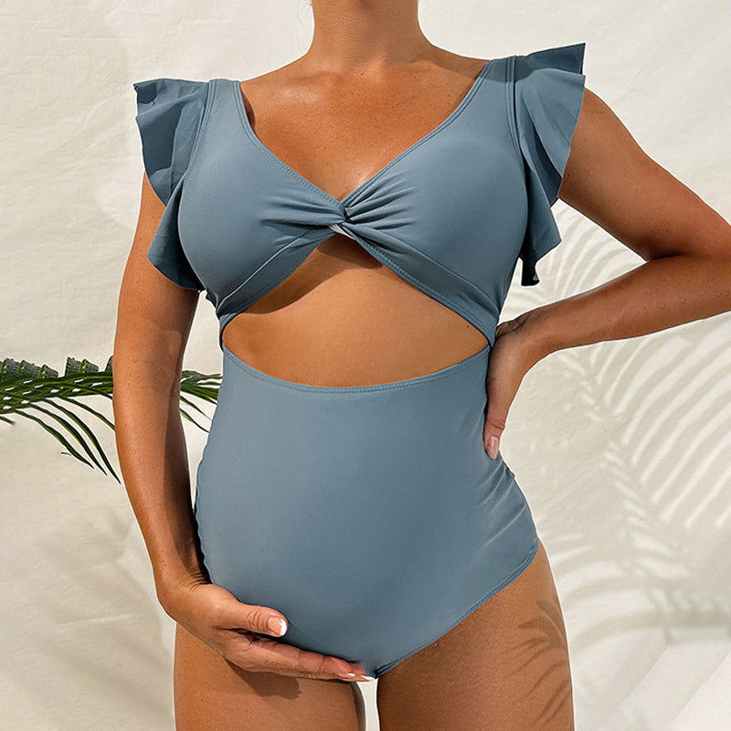 Women's Maternity Swimsuit with Fashionable Ruffle Design Mune Fashion