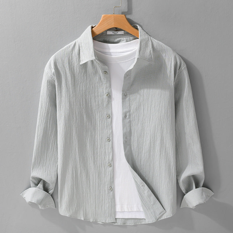 Men's lightweight structured long-sleeve shirt in overshirt style with kent collar Mune Fashion