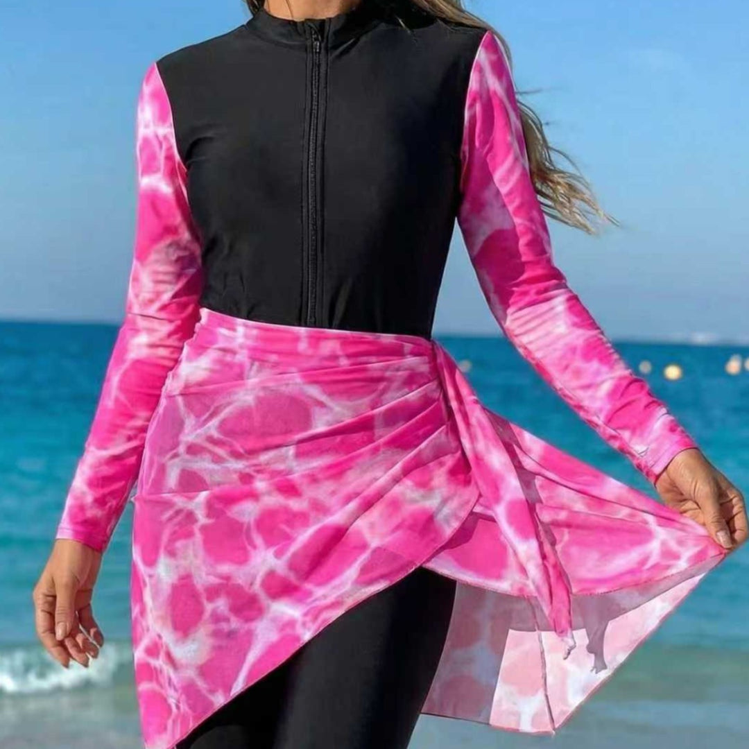 Women's fashionable rash guard with wrap skirt Mune Fashion