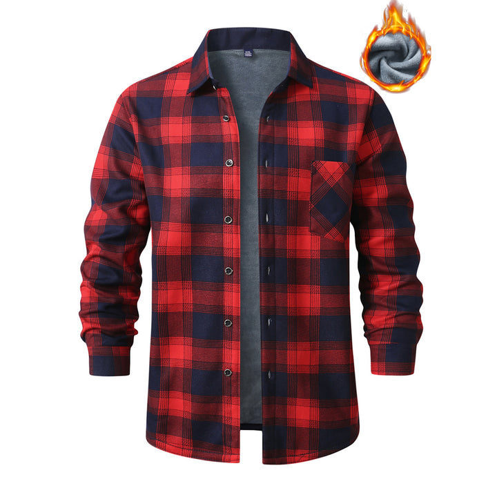 Men's checked flannel shirt with warming fleece lining and patch chest pocket Mune Fashion