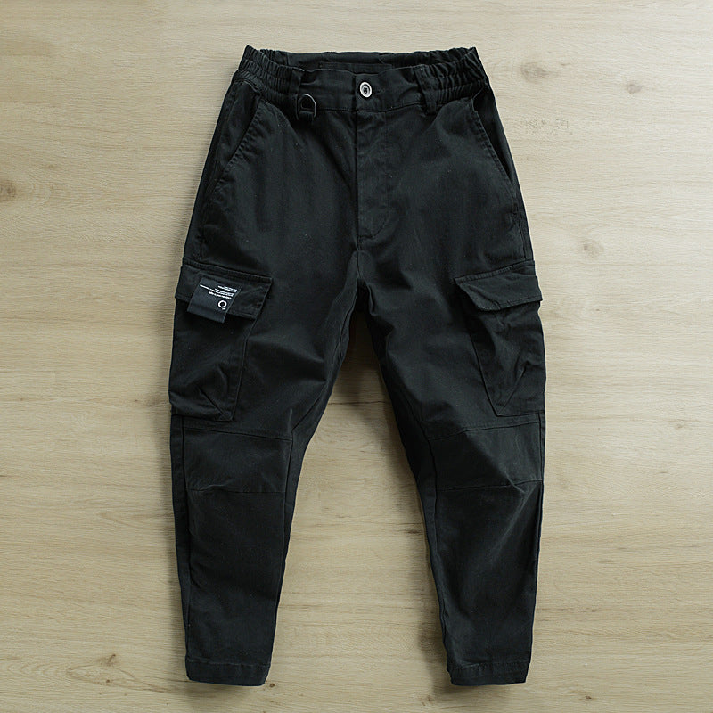 Men's cargo pants with tapered leg, elastic waistband, and reinforced knee inserts Mune Fashion