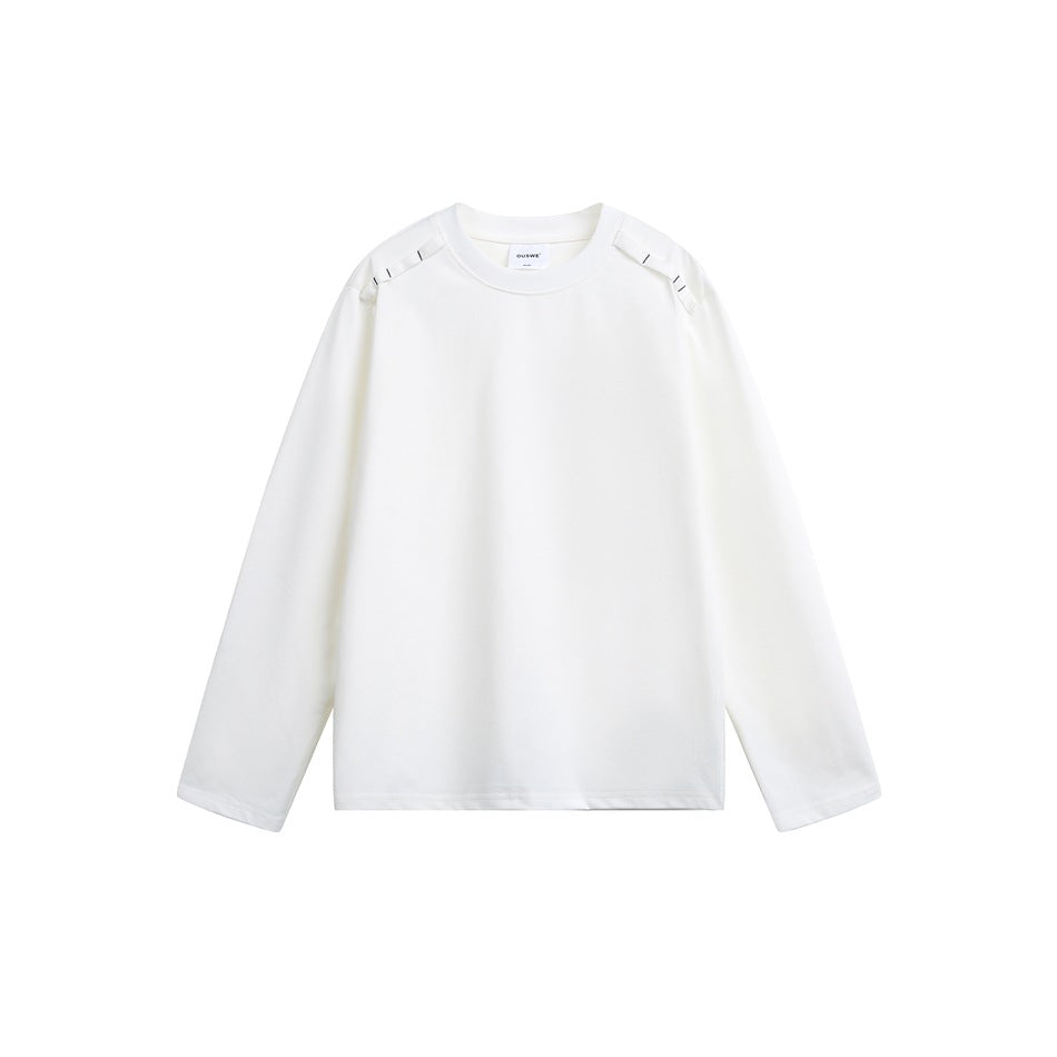 Unisex Long Sleeve Oversized T-Shirt with Crew Neck and Decorative Shoulder Detail Mune Fashion