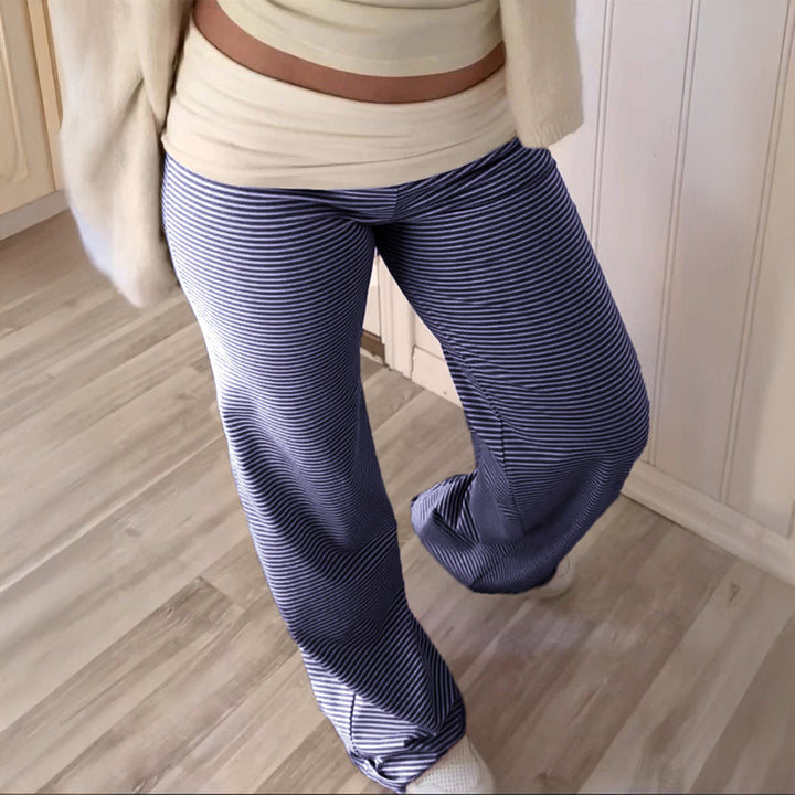 Women's wide Palazzo lounge pants with high waistband and elastic comfort stretch Mune Fashion