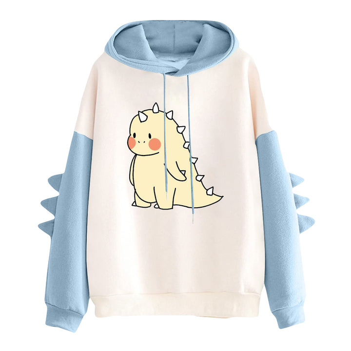Women's hooded pullover with cute dinosaur print and three-dimensional sleeve details Mune Fashion