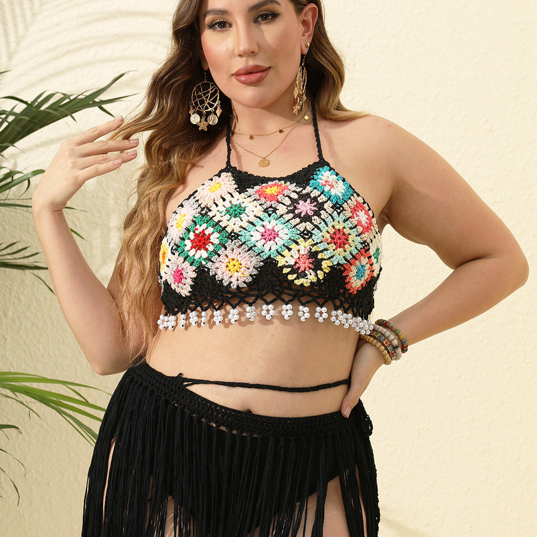 Women's crochet top with colorful square pattern Mune Fashion