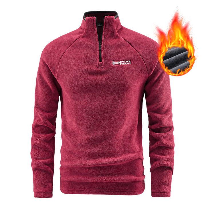 Men's insulating fleece half-zip with high standing collar, raglan sleeves & micro teddy structure Mune Fashion