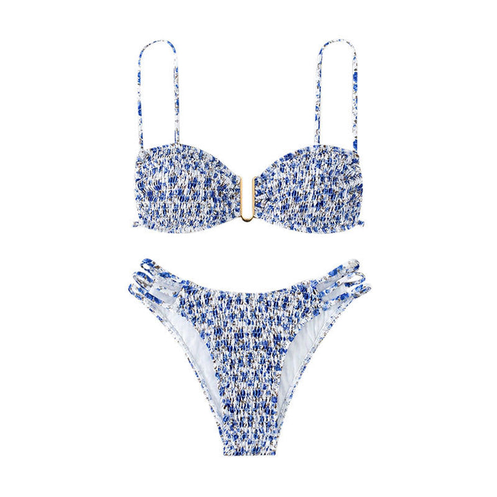 Women Push-Up Bikini with adjustable straps and gold accents Mune Fashion