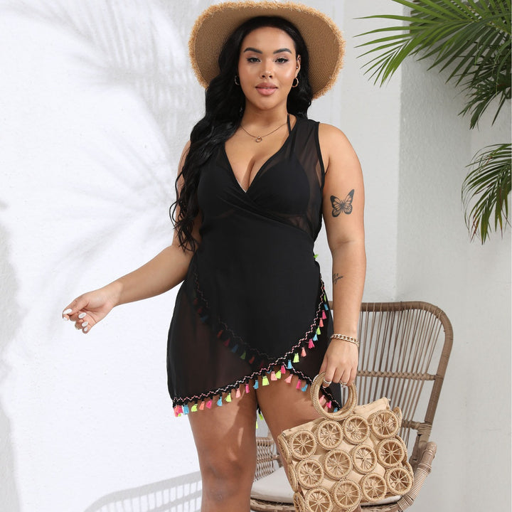 Women's airy beach cover-up with colorful tassels Mune Fashion