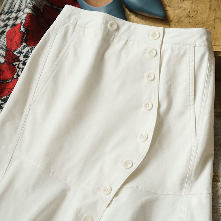 Women's Fashionable Midi Skirt with Button Placket and Swing Hem Mune Fashion