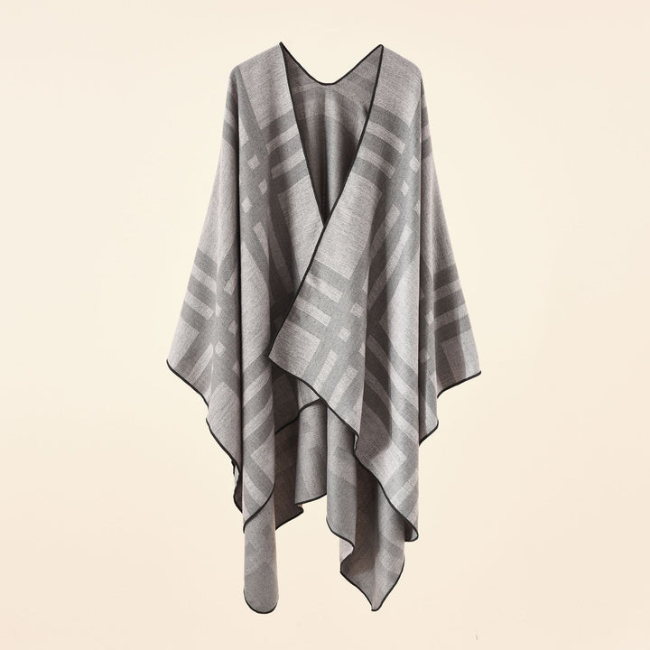 Women's Fine Jacquard Kimono Cape with Contrasting Overlock Edge Mune Fashion