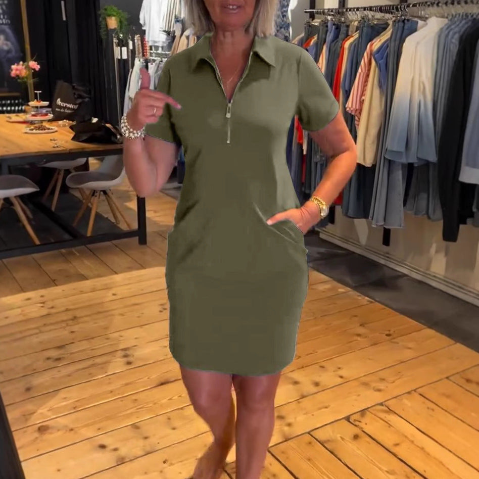 Women's nan legeres polo dress made of jersey with half front zipper and side pockets Mune Fashion
