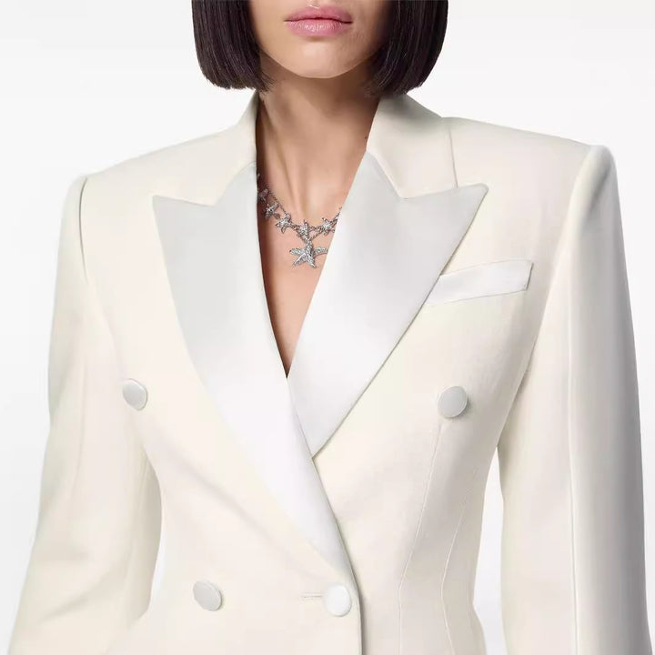 Women Short Tailored Blazer Dress in Double-Breasted Style Mune Fashion