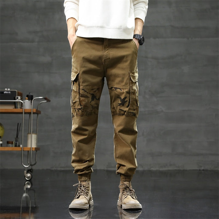 Men's Cargo Jogging Pants with Camouflage Knee Insert & Elastic Cuffs Mune Fashion