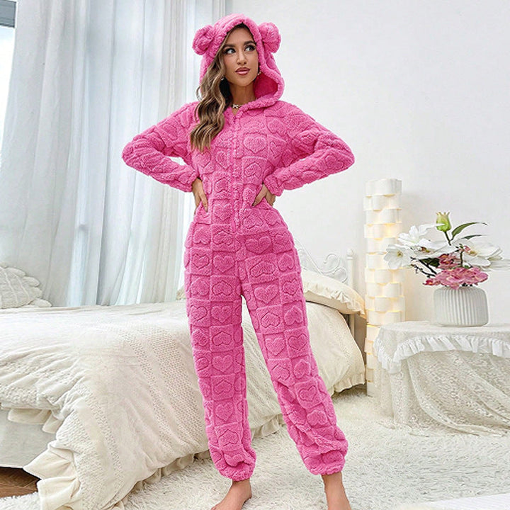 Women's Cozy Fleece Jumpsuit with Hood Mune