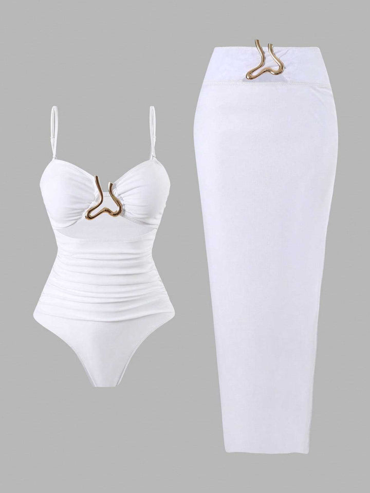 Women Elegant Swimsuit with Stylish Wrap Skirt Mune Fashion