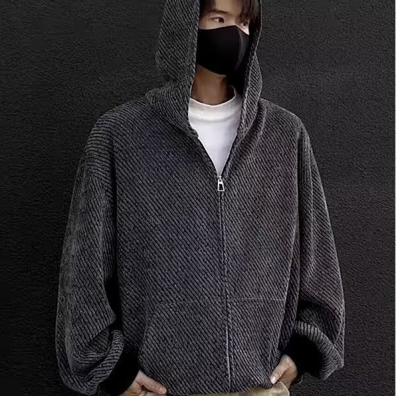 Unisex Oversized Knit Hoodie with Allover Texture Pattern and Side Pockets Mune Fashion