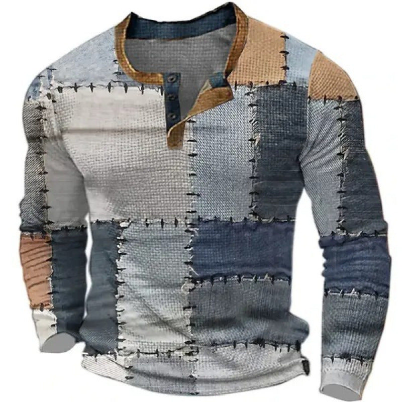 Men's sporty long-sleeve shirt with button placket Mune Fashion